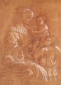 Virgen con el niño y dos ángeles dibujo renacentista Filippo Lippi